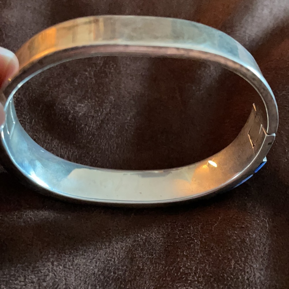 Silver/Sodalite Mexican Hinge Bangle - image 6